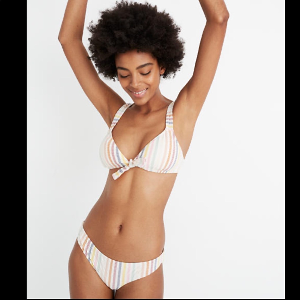 Madewell seersucker rainbow bathing top